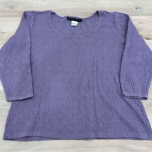 Peruvian Connection Purple Sweater Shirt Textured Holey Size Large Women’s